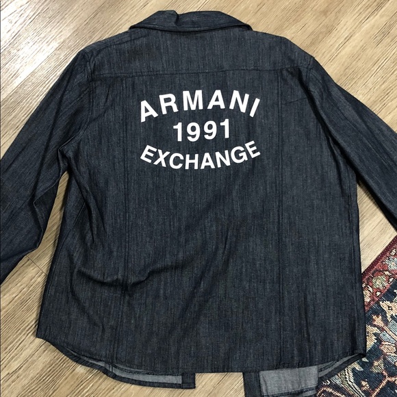 New Armani Exchange Denim Button Down Shirt XL - Picture 9 of 11